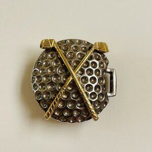 Goldtone Golf Balls Club Shape Belt Buckle One Piece Only